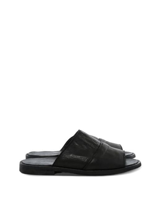 Ziggy Chen Black Crinkled-Finish Leather Sandals for men