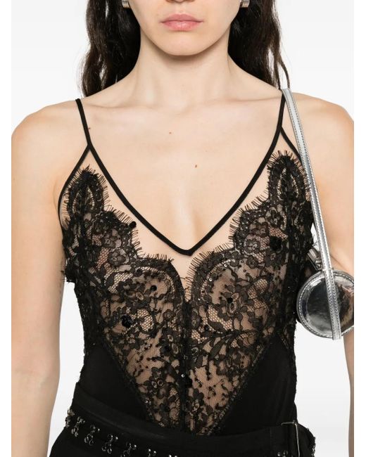 Nissa Black Lace-Embellished Top