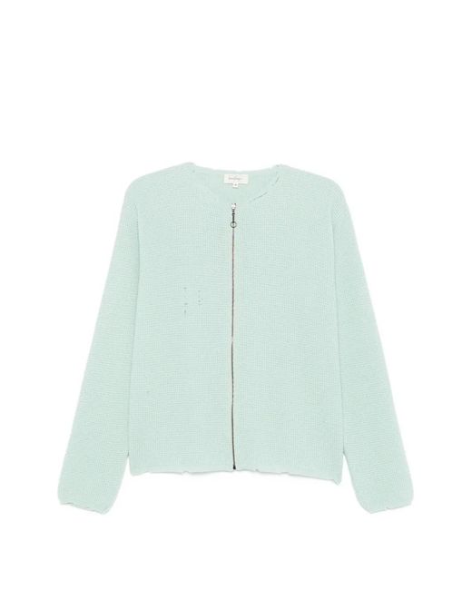 Second/Layer Green Friends Distressed Waffle-Knit Cardigan for men