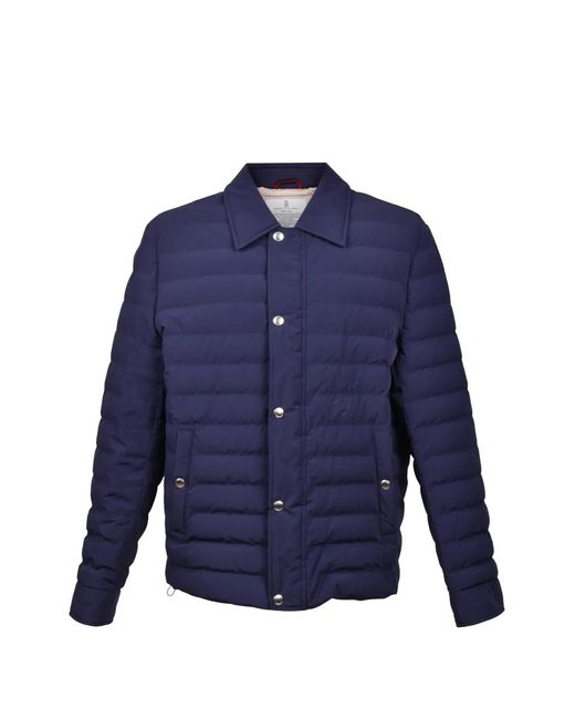 Brunello Cucinelli Blue Doudoune À Fermeture Zippée for men