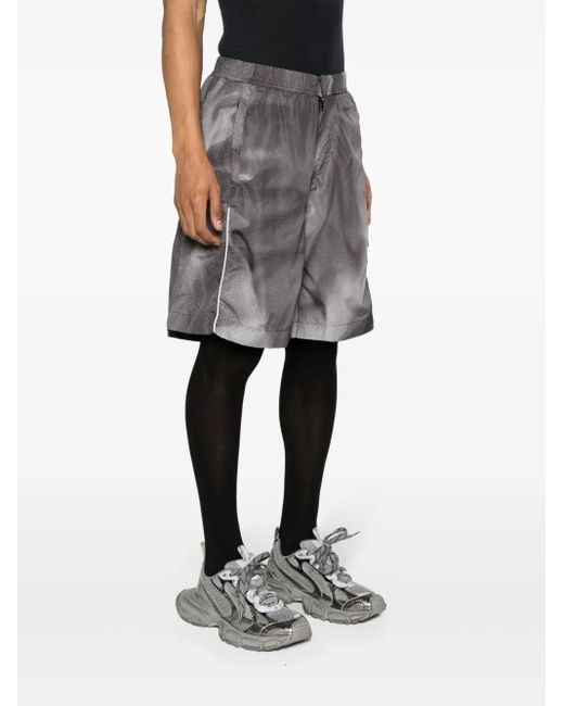 44 Label Group Gray Crinkle Graphic-Print Shorts