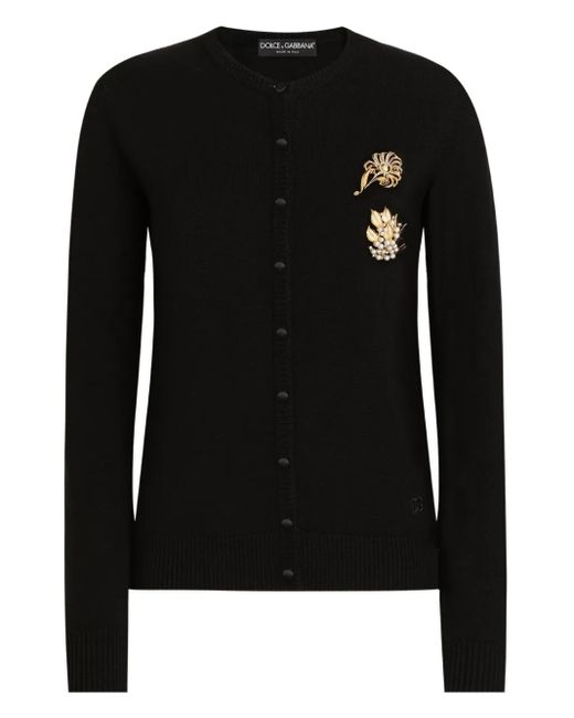 Dolce & Gabbana Black Embellished Button Cardigan