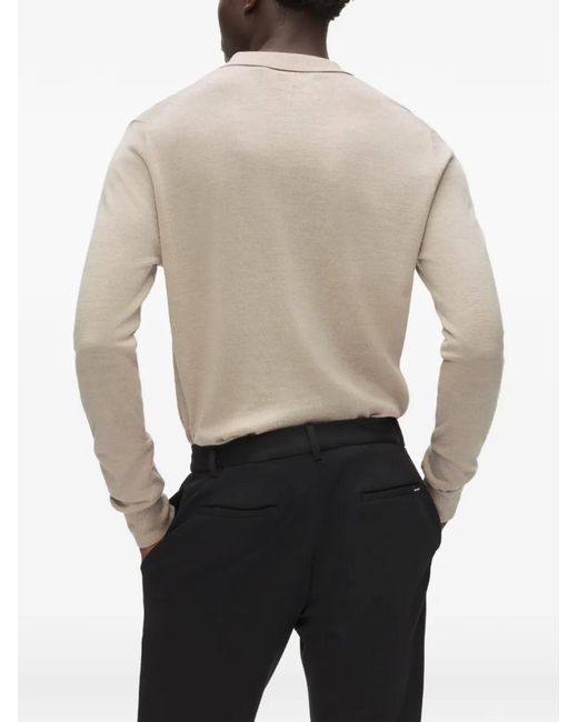 Karl Lagerfeld White Long-Sleeved Polo Shirt for men