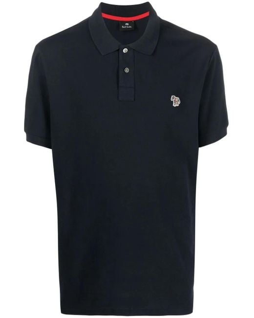 Paul Smith Blue Zebra-Motif Organic Cotton Polo for men