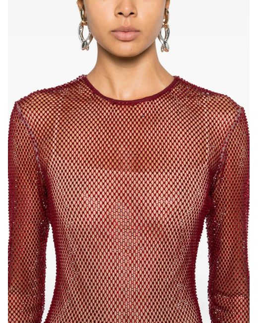 Vestido corto de manga larga Genny de color Red