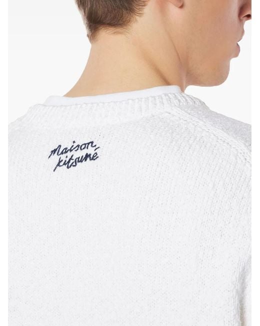 Maison Kitsuné White Daisy-Intarsia Jumper for men