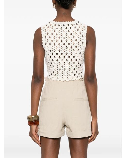 Sandro White Beaded Crochet Vest