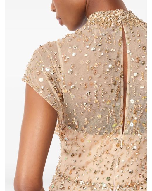 Robe Ornée De Cristaux À Col Montant Jenny Packham en coloris Natural