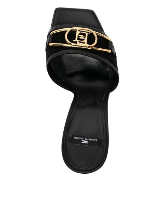 Elisabetta Franchi Black 100Mm Logo-Buckle Sandals