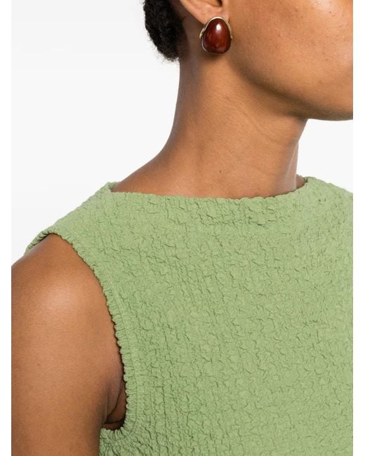Nanushka Green Caile Crinkled Sleeveless Top
