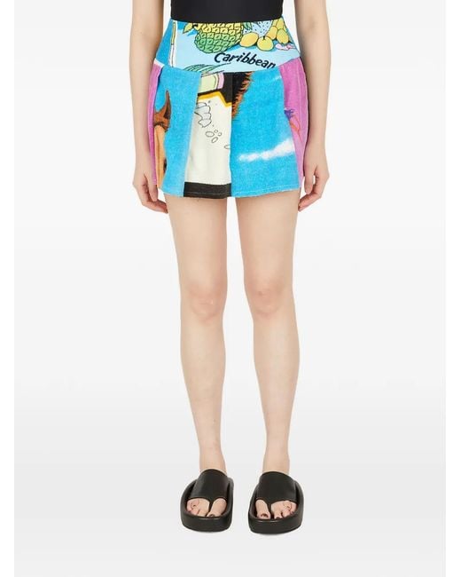 Rave Review Blue Patchwork Mini Skirt