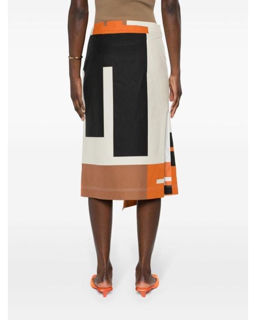 Falda midi con estampado FF Puzzle Fendi de color Orange