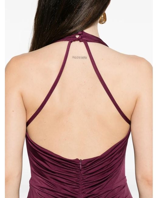 LE_RJTANGE® Purple Ruffled-Detail Maxi Dress