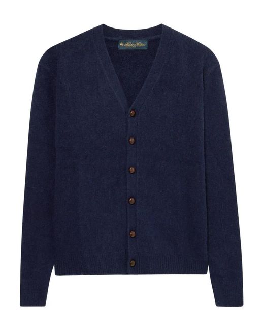 Brooks Brothers Blue Shetland-Wool Long-Sleeve Cardigan for men