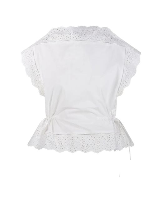 By Malene Birger White Eyelet Drawstring Top