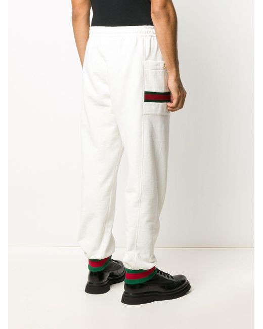 Gucci Katoen Joggingbroek Met Web Streep in het Wit voor heren - Lyst