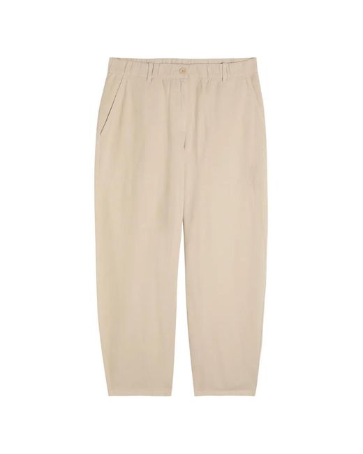 Eileen Fisher White Elastic-Waistband Trousers