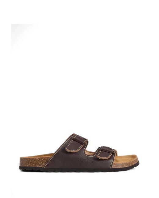 Woolrich Brown Strap-Details Leather Sandals for men