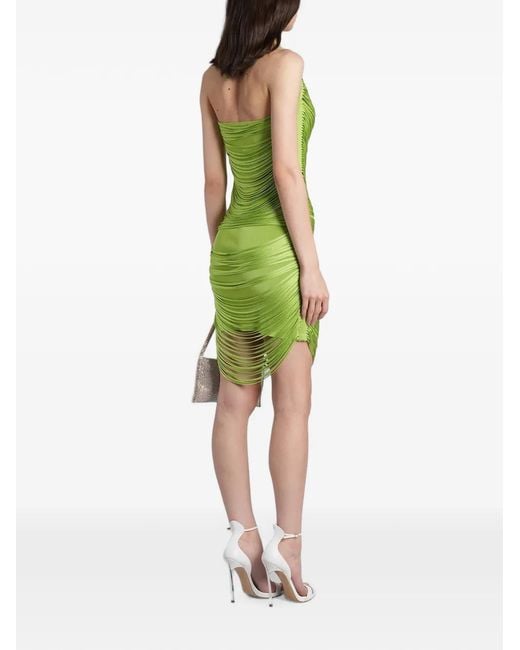 David Koma Green Fringed-Detail Mini Dress