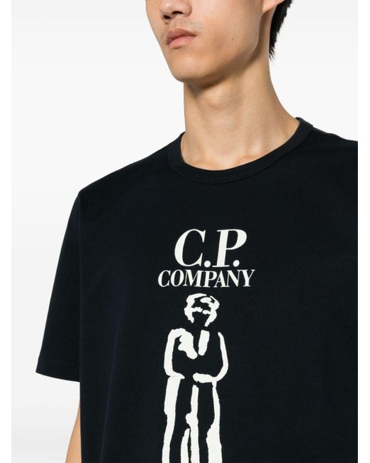 メンズ C P Company ロゴ Tシャツ Black