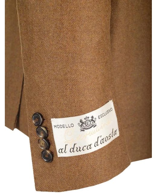 Al Duca D'aosta Brown Double-Breasted Wool Blazer for men