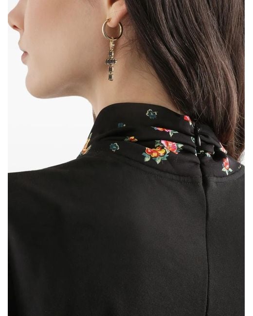 Dolce & Gabbana Black Floral-Scarf T-Shirt