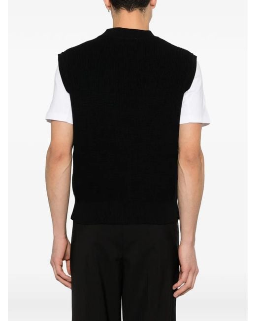 Lardini Black Cardigan Sans Manches À Col V for men