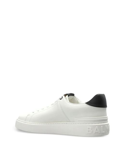 Balmain White B-Court Leather Sneakers for men