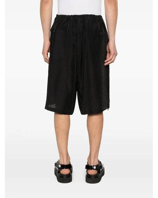 Yohji Yamamoto Black Drawstring-Hem Shorts for men