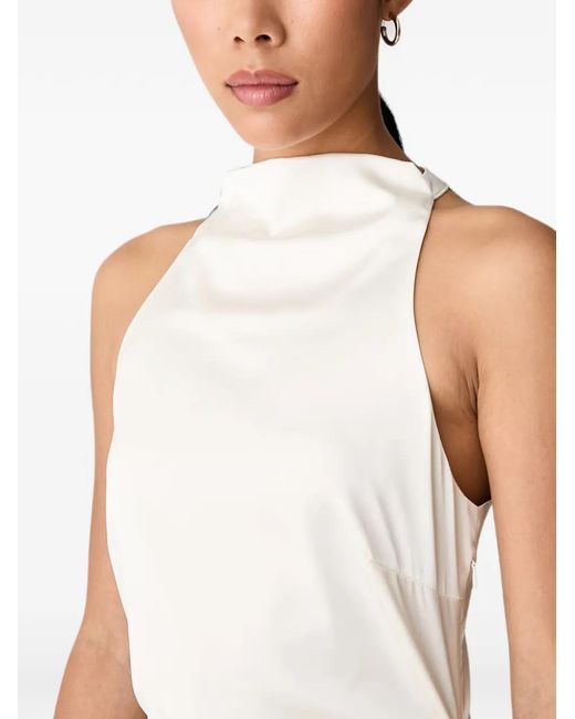 ROTATE BIRGER CHRISTENSEN White Lace-Trim Ruched Dress