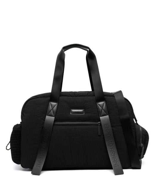 Emporio Armani Logo patch Crinkled finish Holdall Bag in Black for