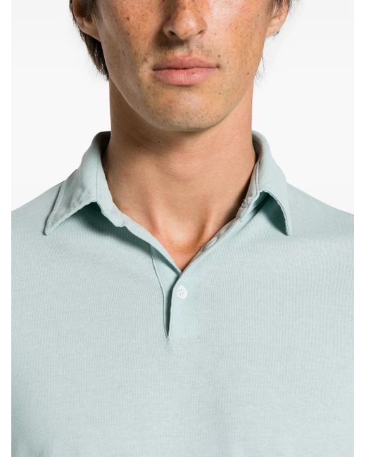 Zanone Blue Short-Sleeve Cotton Polo Shirt for men