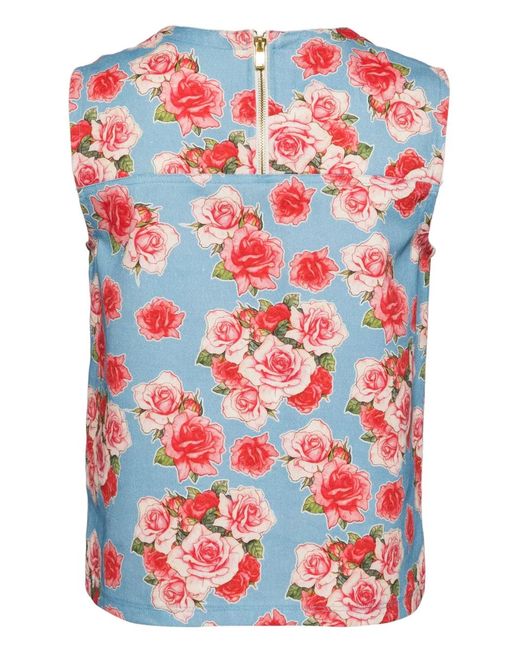 Bambah Red Rose Denim Top