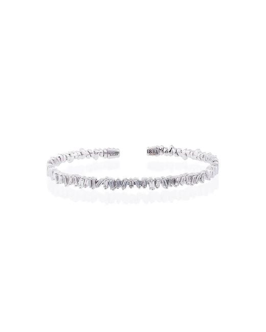 Suzanne Kalan White 18K And Diamond Fireworks Classic Baguette Bangle