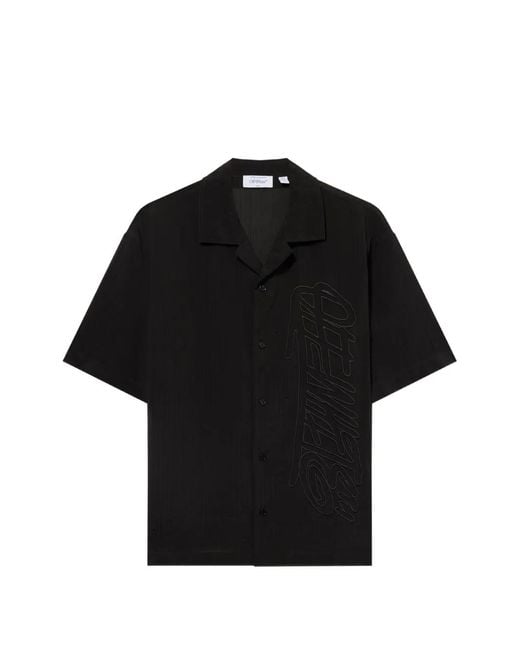 Off-White c/o Virgil Abloh Black Handstyle Logo Organza Bowling Shirt for men