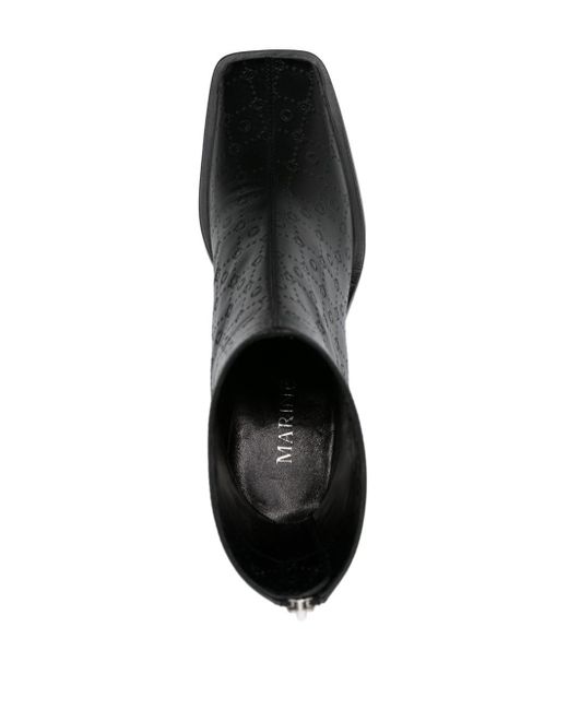 Marine Serre Monogram-debossed Leather Ankle Boots in Black | Lyst