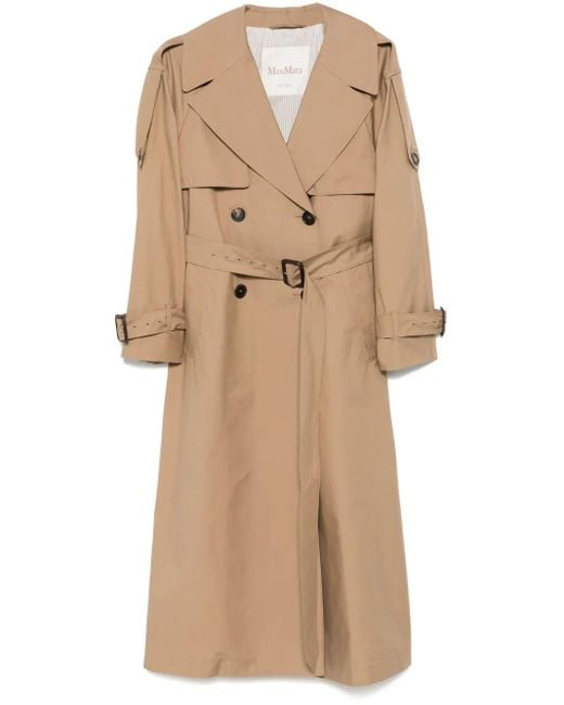 Max Mara Natural Belted Trench Coat With Double-Breasted Design