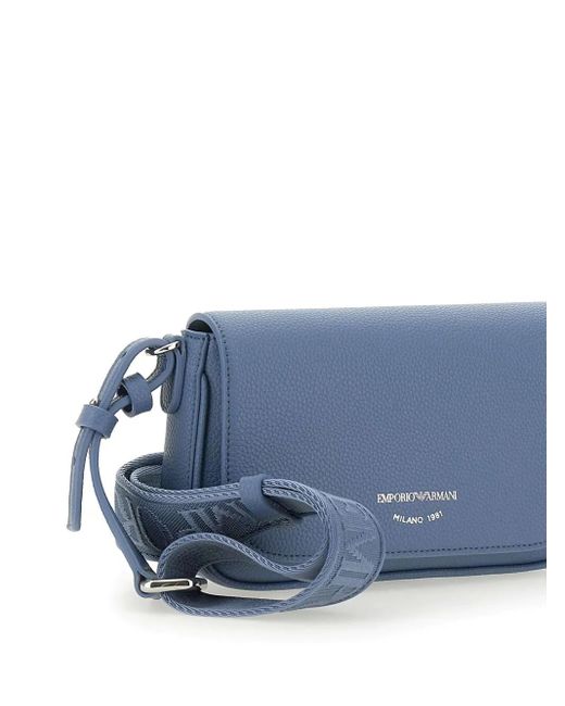 Emporio Armani Blue Logo-Stamp Cross Body Bag