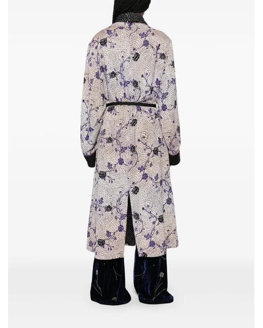 Forte_forte White Floral-Print Belted Coat