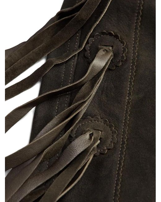 RRL Black Fringed Leather Trousers