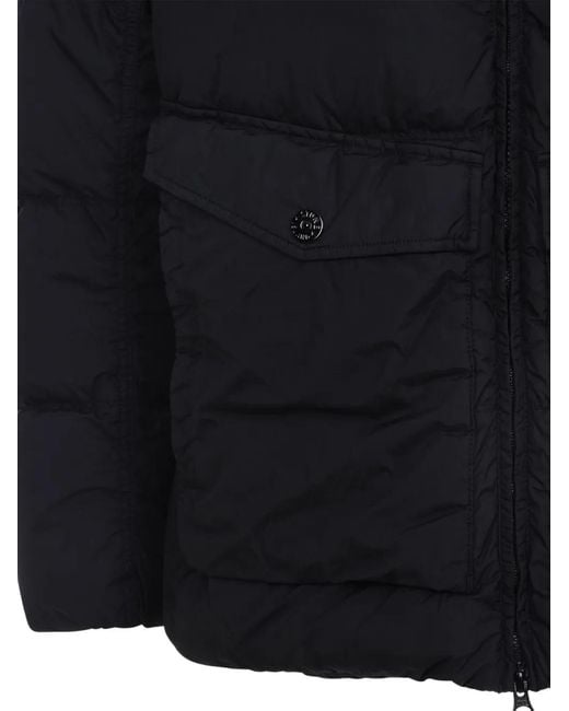 Stone Island Blue Garment Dyed Crinkle Reps Ny Recycled Nylon Short Parka for men