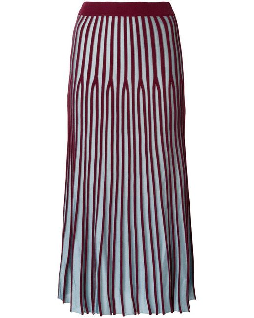 KENZO Multicolor Striped Knitted Pleated Skirt