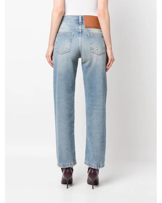 Palm Angels Blue Straight Jeans With Logo