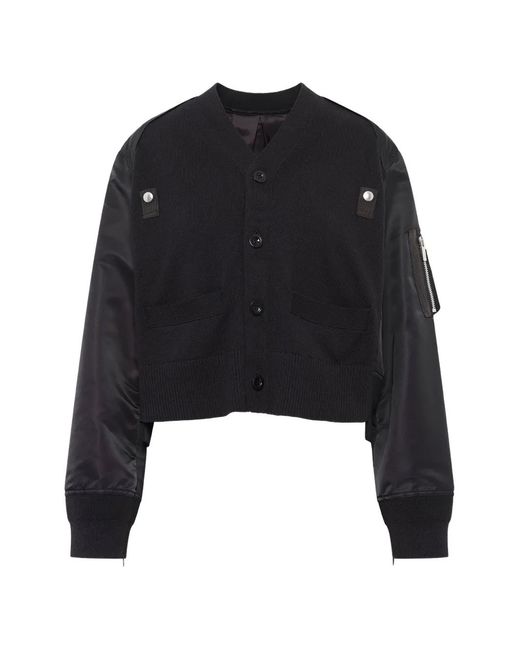 Sacai Black Hybrid Panelled Cardigan