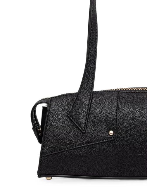 Guess Black Darcy Logo-Plaque Pebbled Tote Bag