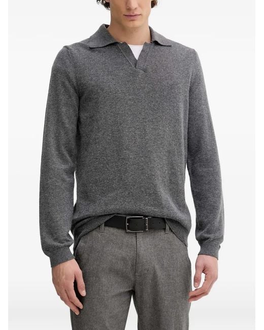 Marc O' Polo Gray Long-Sleeve Polo-Collar Sweater for men