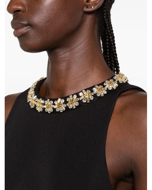 Sandro Black Embellished-Neck Sleeveless Mini Dress