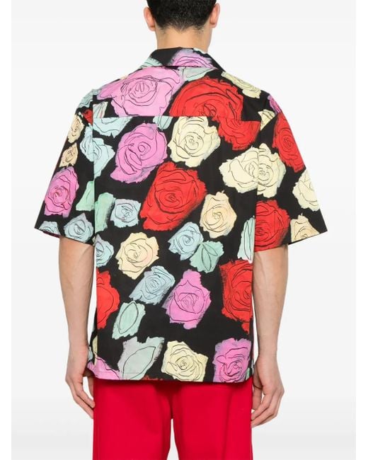 Marni Red Floral-Print Shirt for men