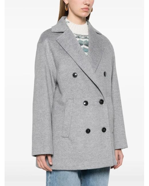 Herno Gray Virgin Wool Peacoat
