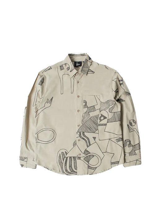 by Parra Natural Pen-Drawing Button-Up Shirt for men